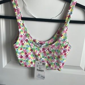 ZARA cropped floral tank